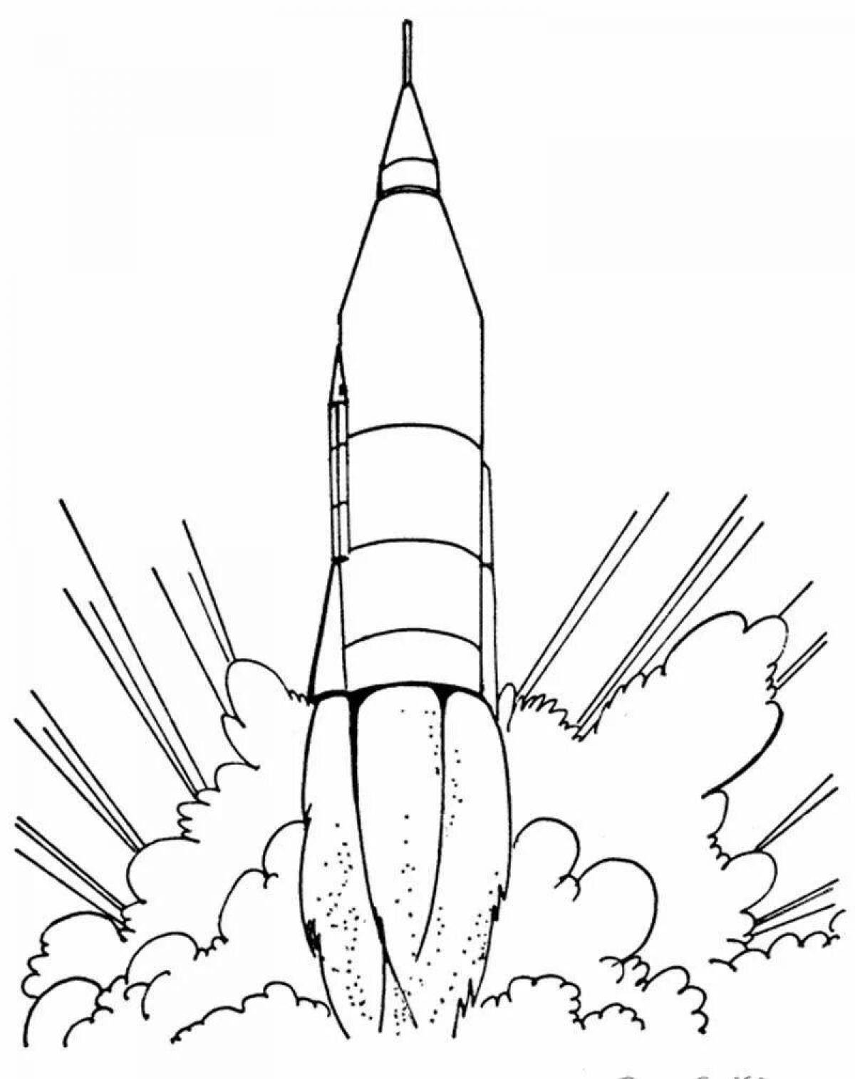 Colouring bright space rocket