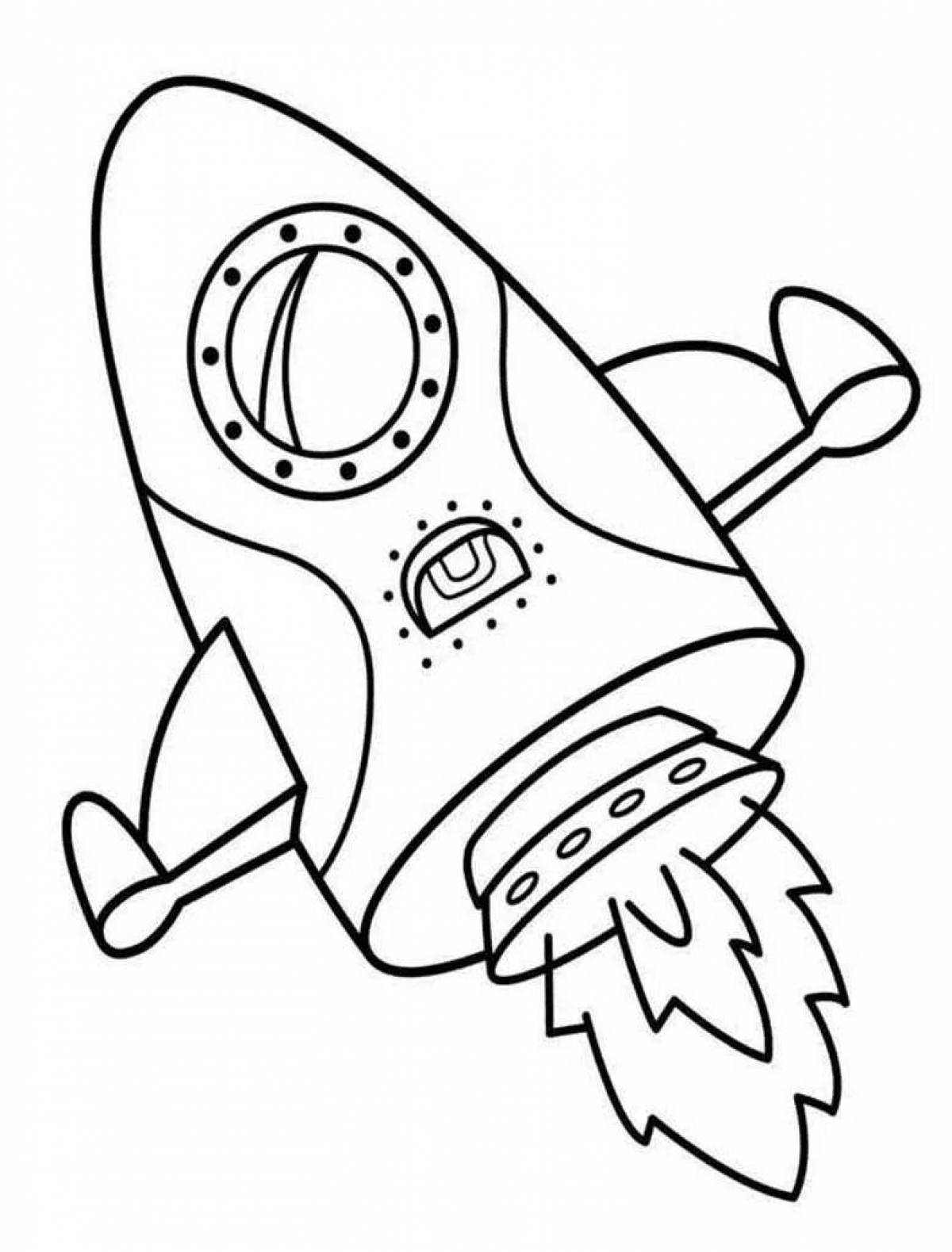 Shiny space rocket coloring page