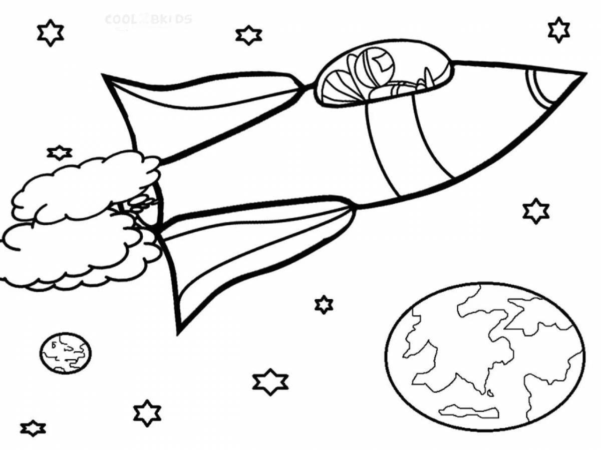Awesome Space Rocket Coloring Page