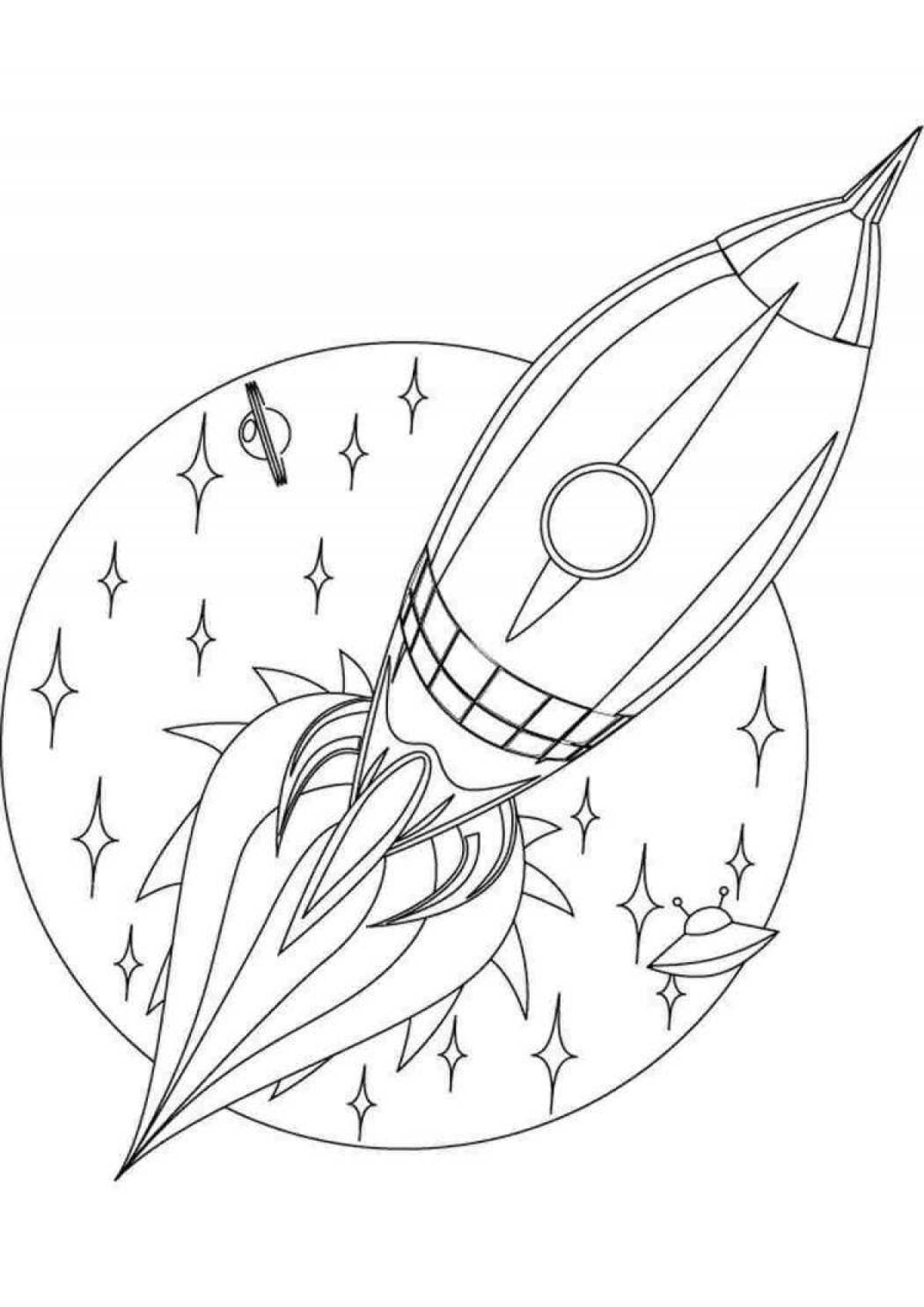 Impressive space rocket coloring page