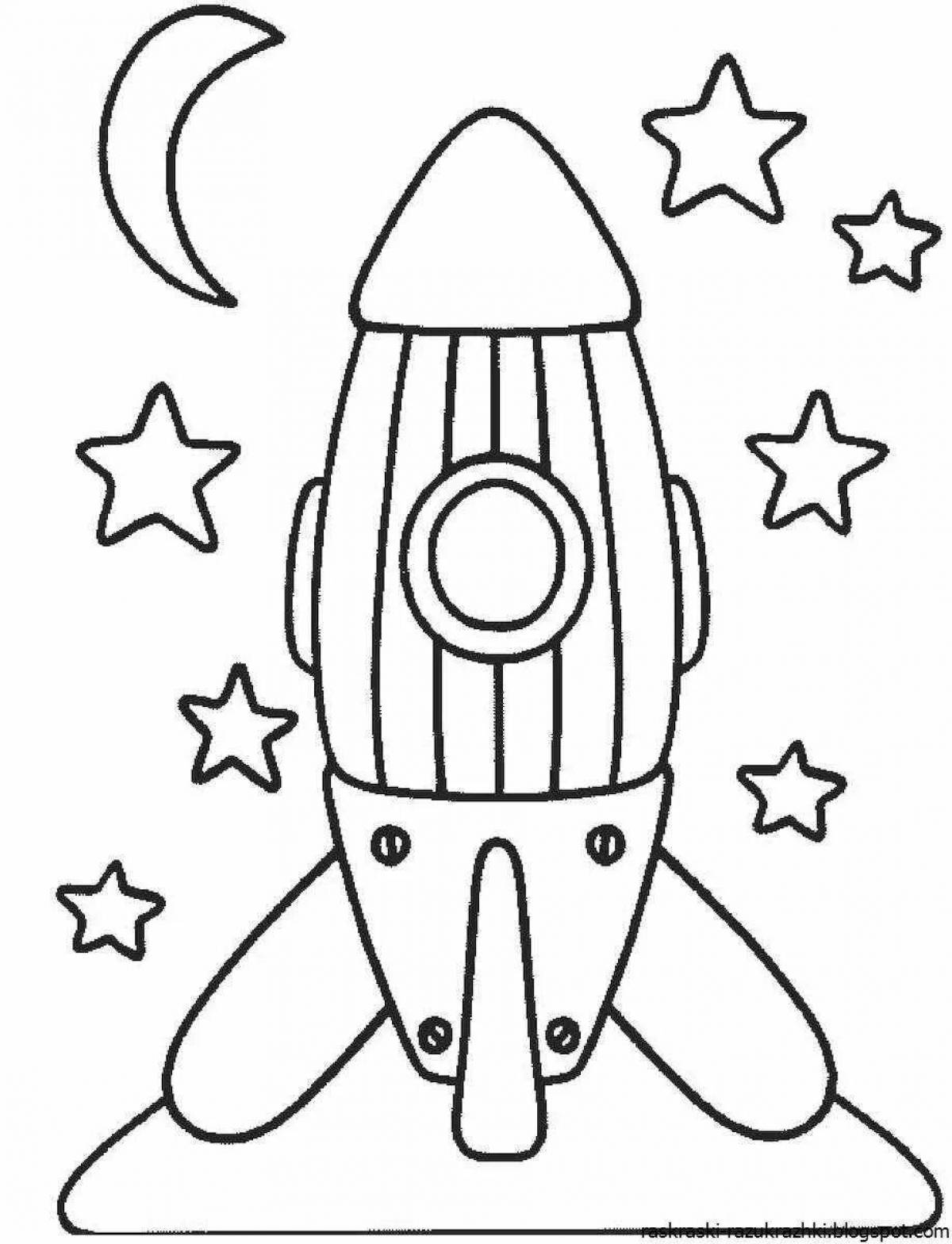 Glamorous space rocket coloring page