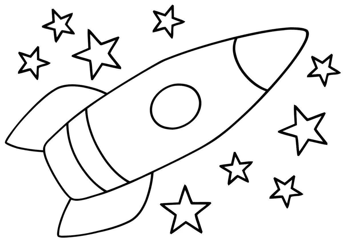 Coloring book fascinating space rocket