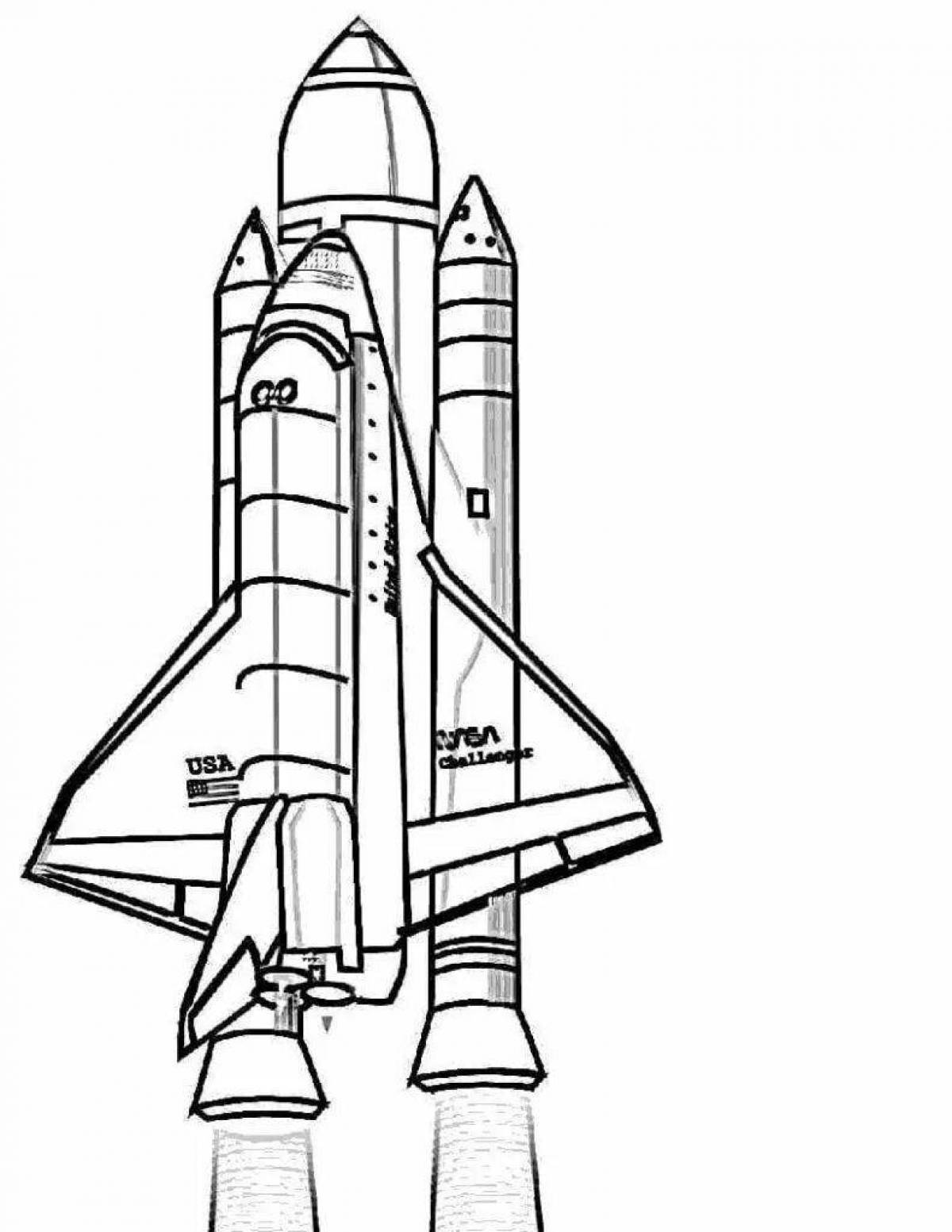 Coloring book inviting space rocket