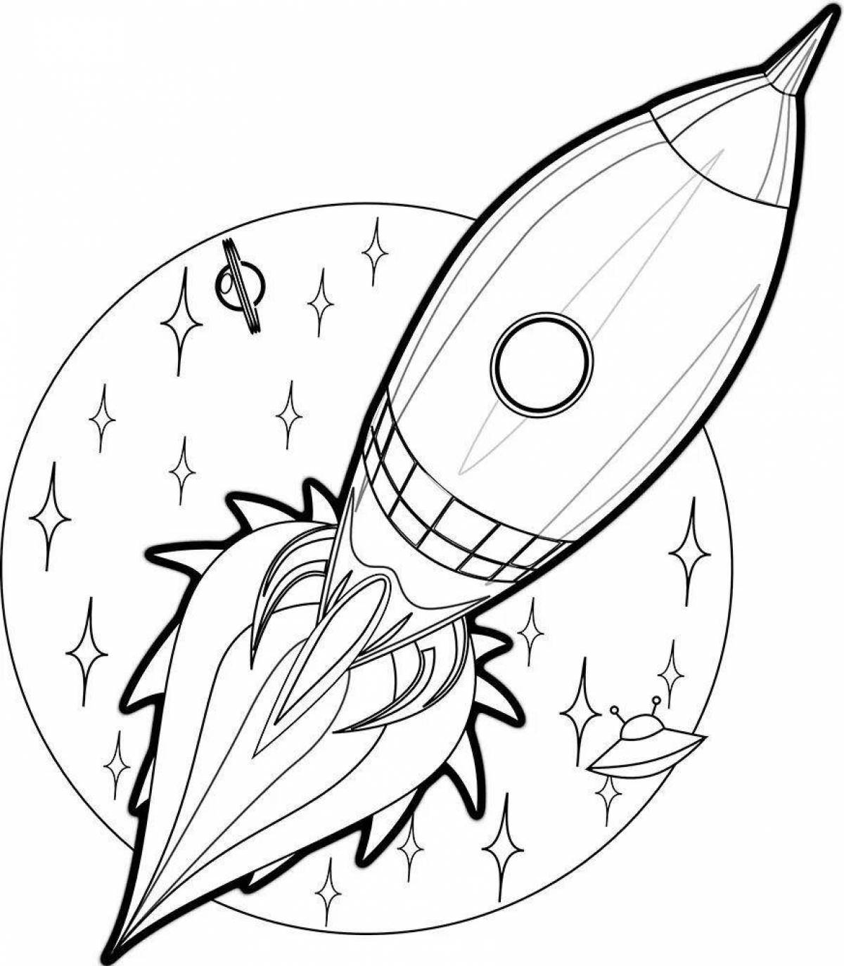 Привлекательная космическая ракета-раскраска