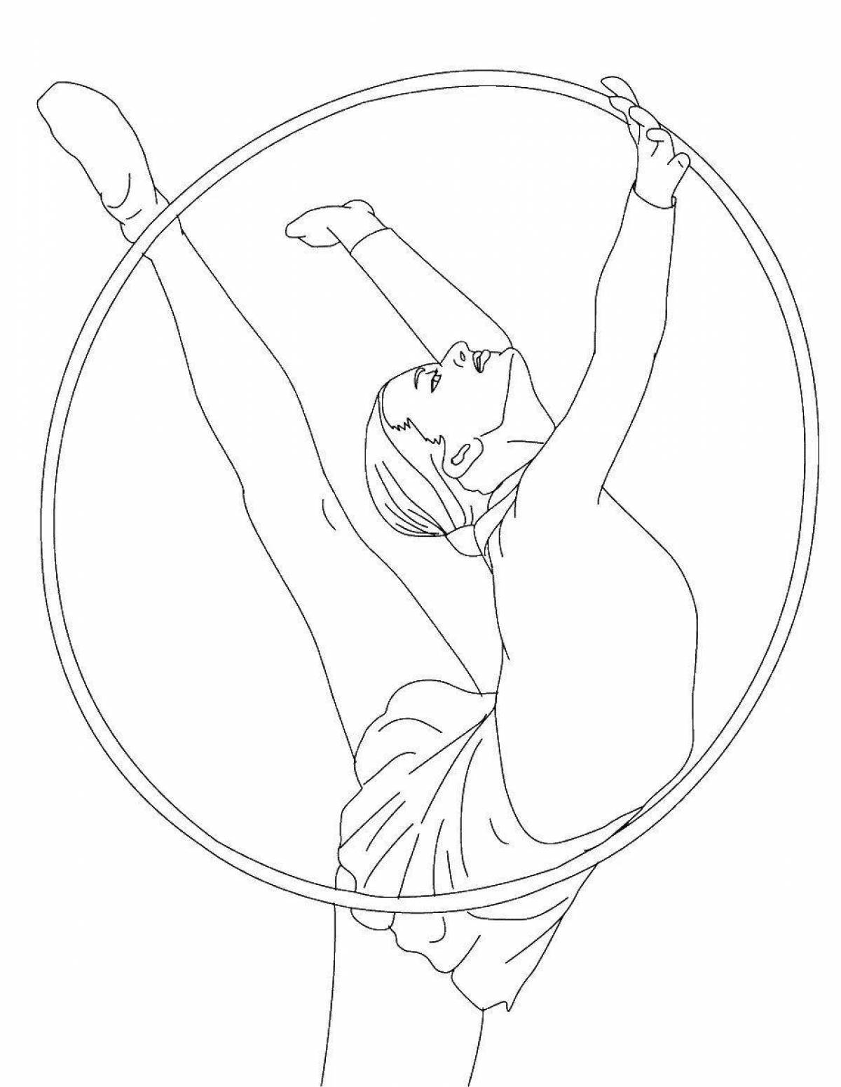 Colorful aerial gymnastics coloring page