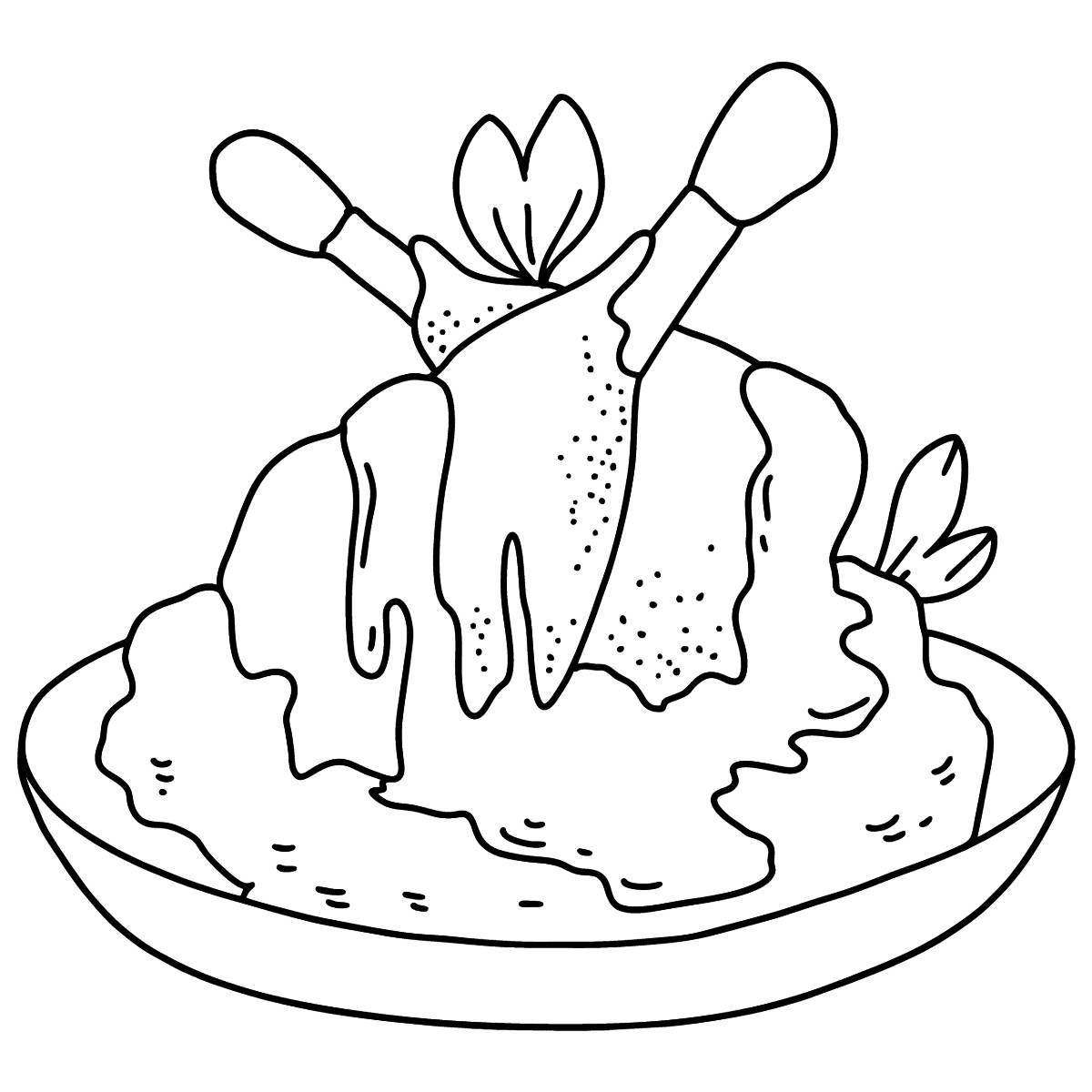 Polite fried chicken coloring page