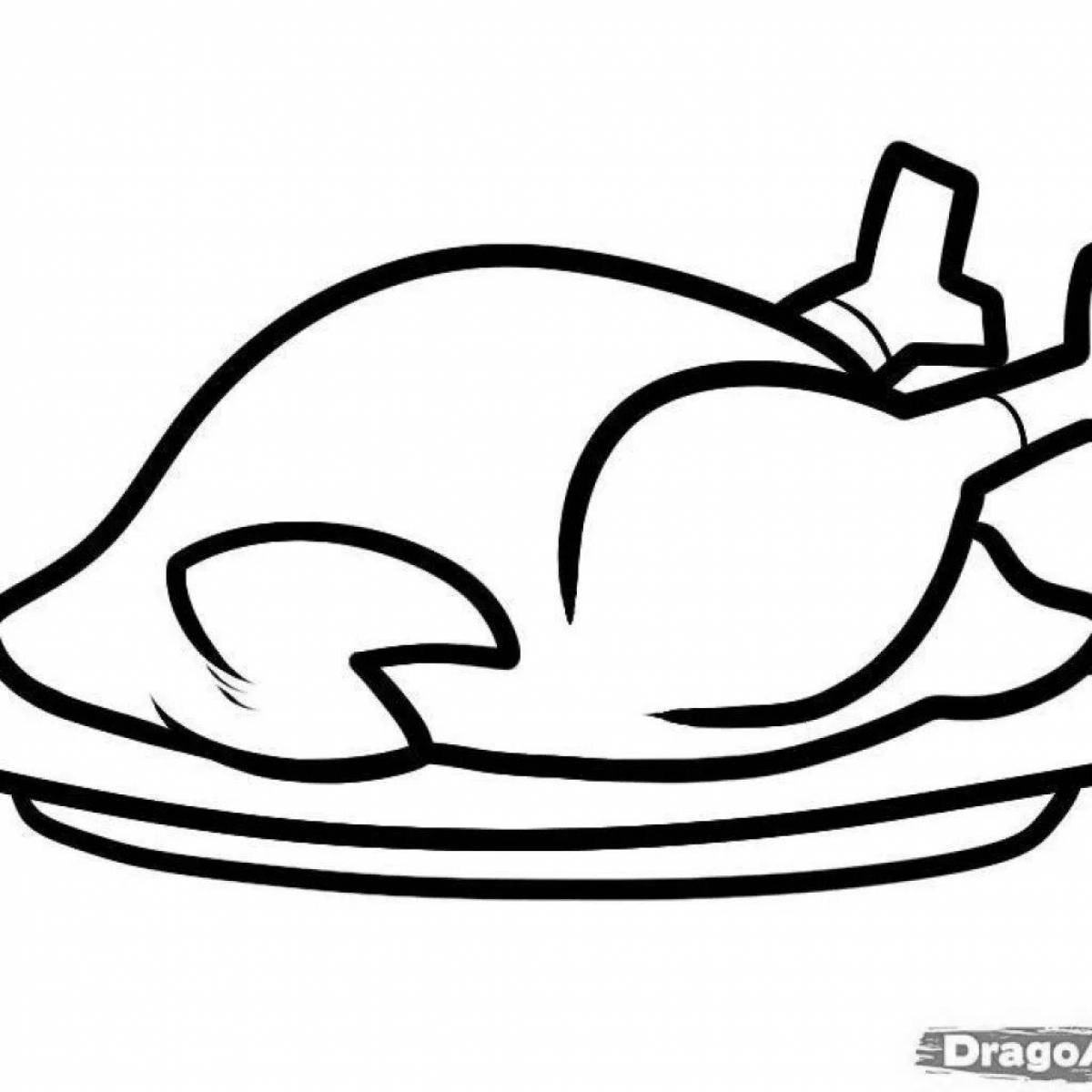 Fried chicken coloring page
