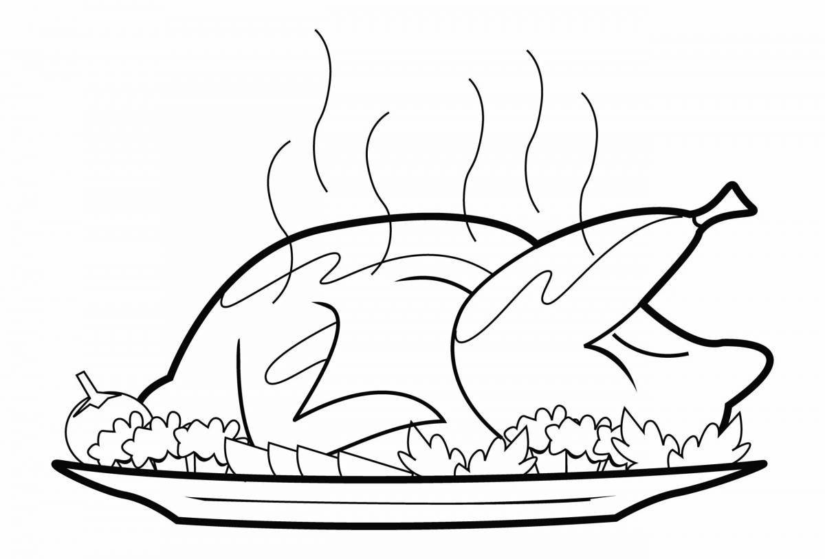 Stuffed fried chicken coloring page