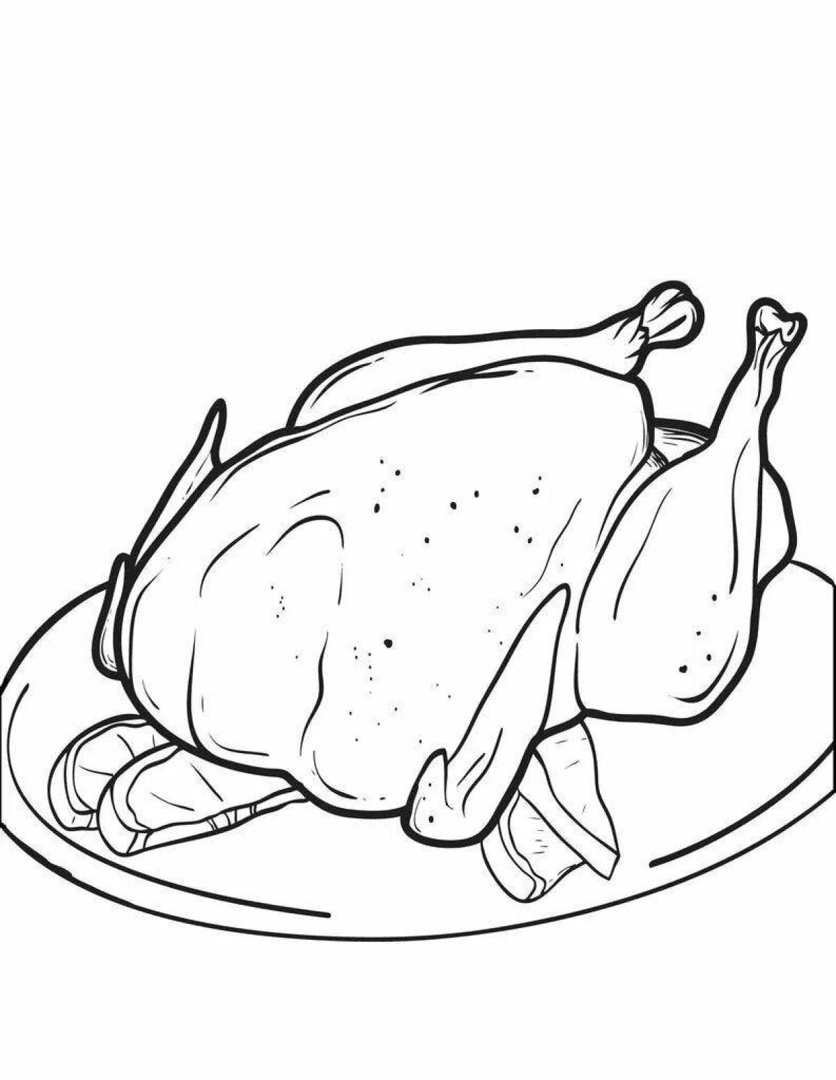 Comforting fried chicken coloring page