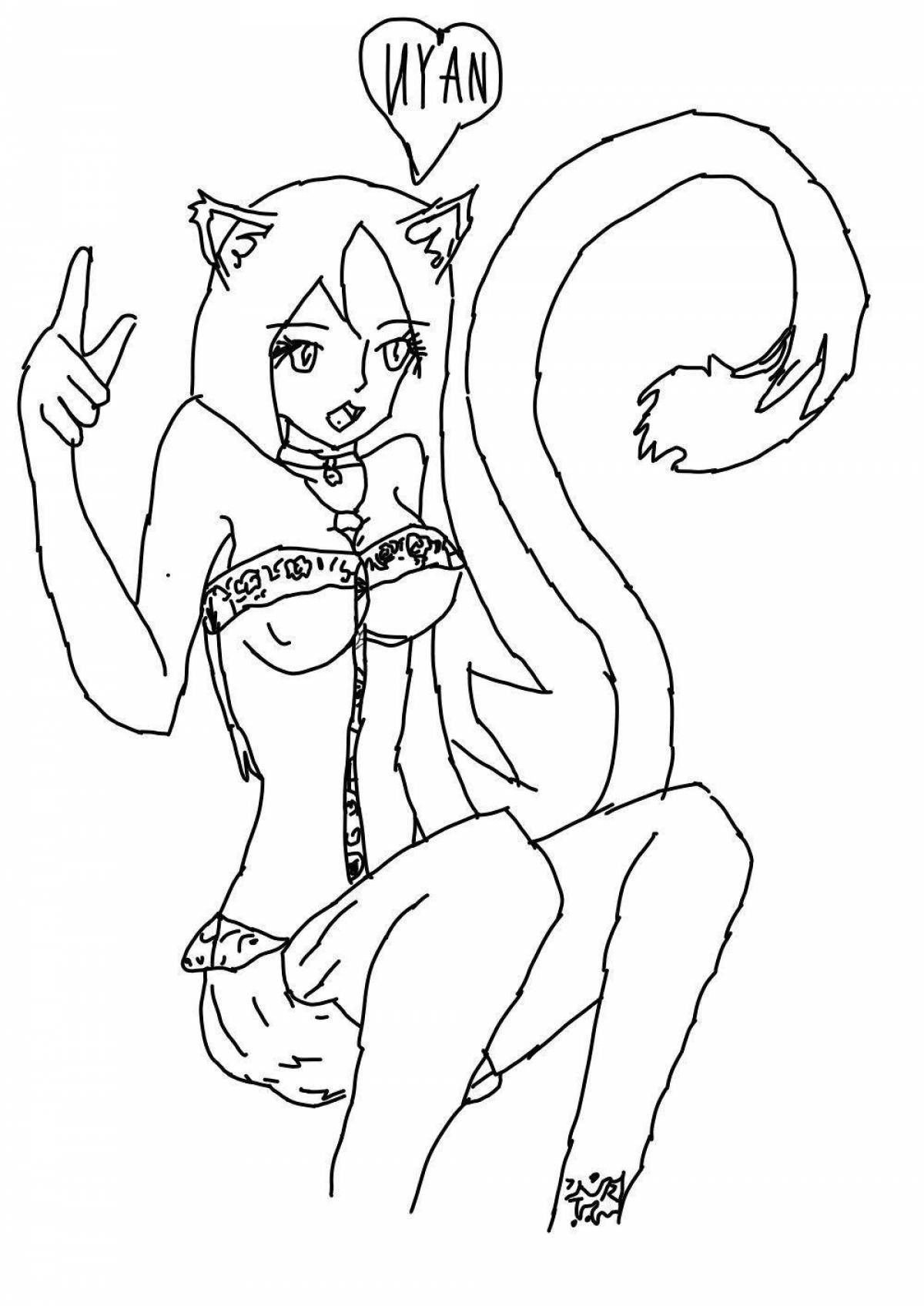 Coloring majestic fluffy cat