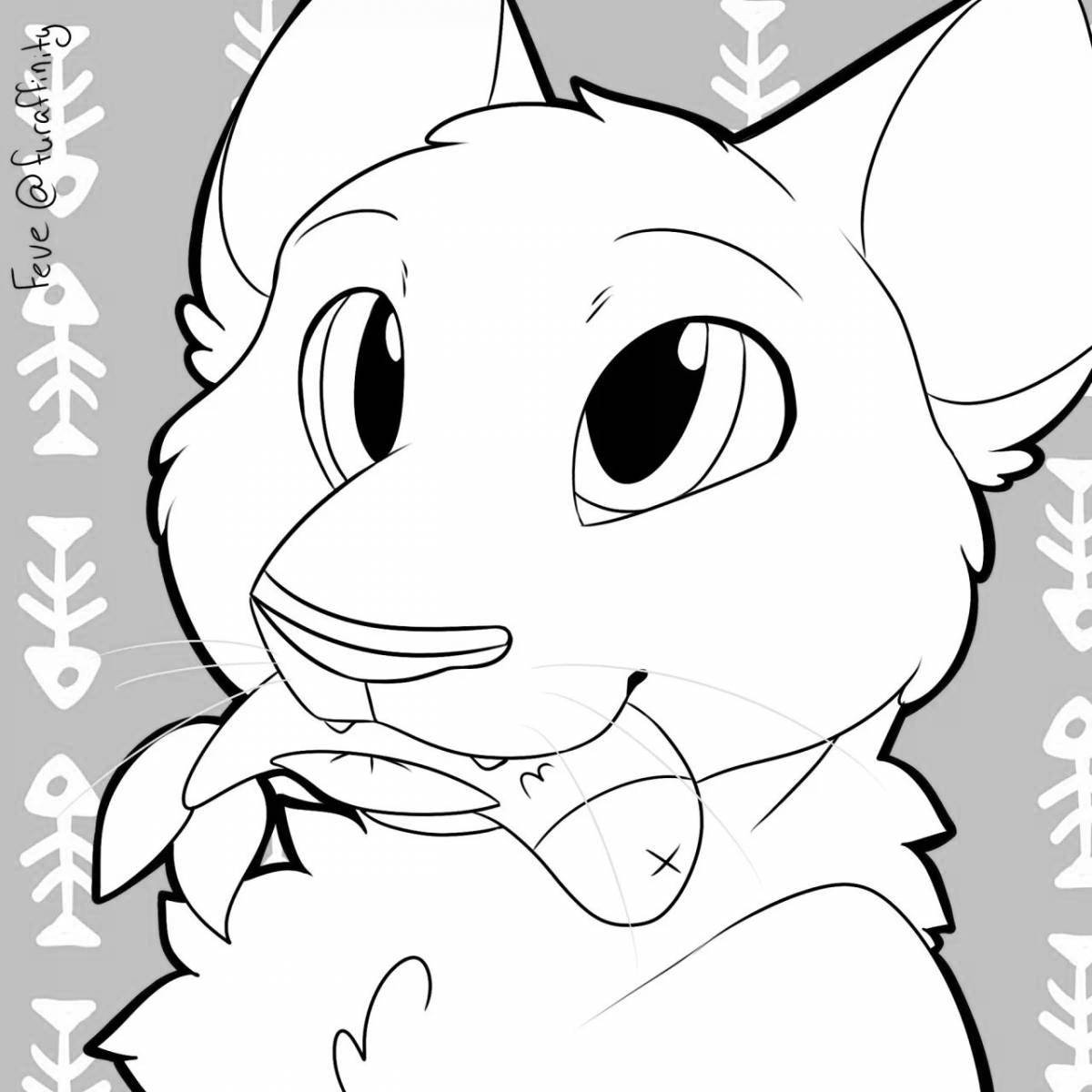 Coloring page graceful fluffy cat