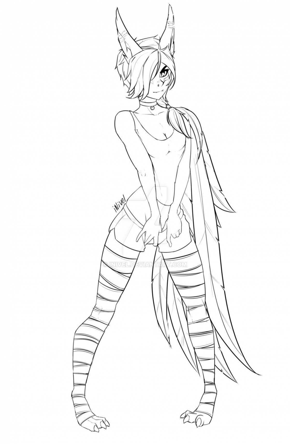 Coloring soft fluffy cat