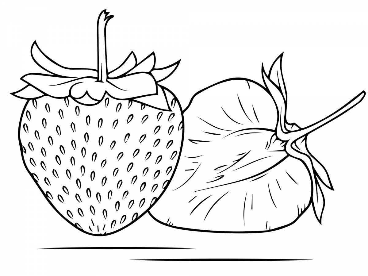 Adorable coloring book strawberry drawing