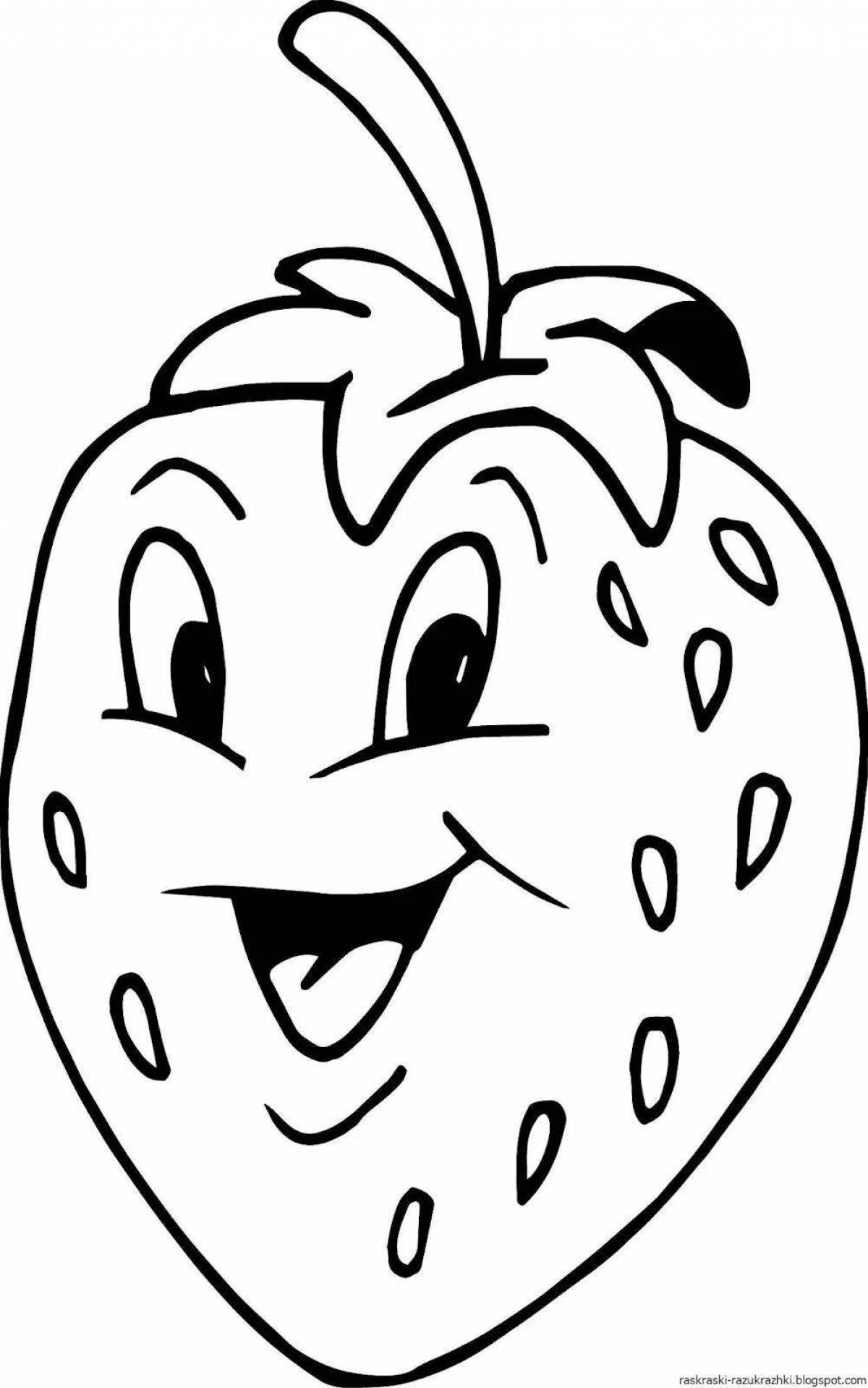 Cute strawberry drawing coloring book