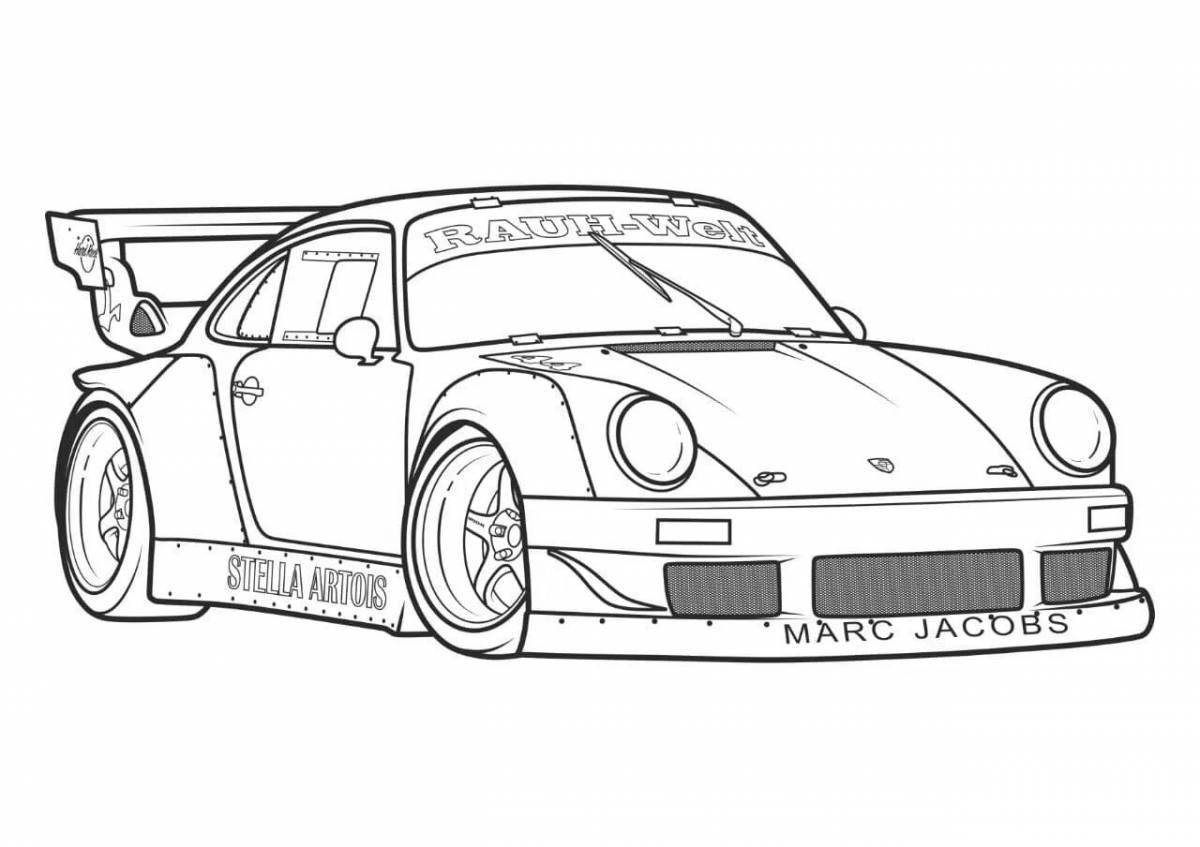 Coloring page happy turbo car