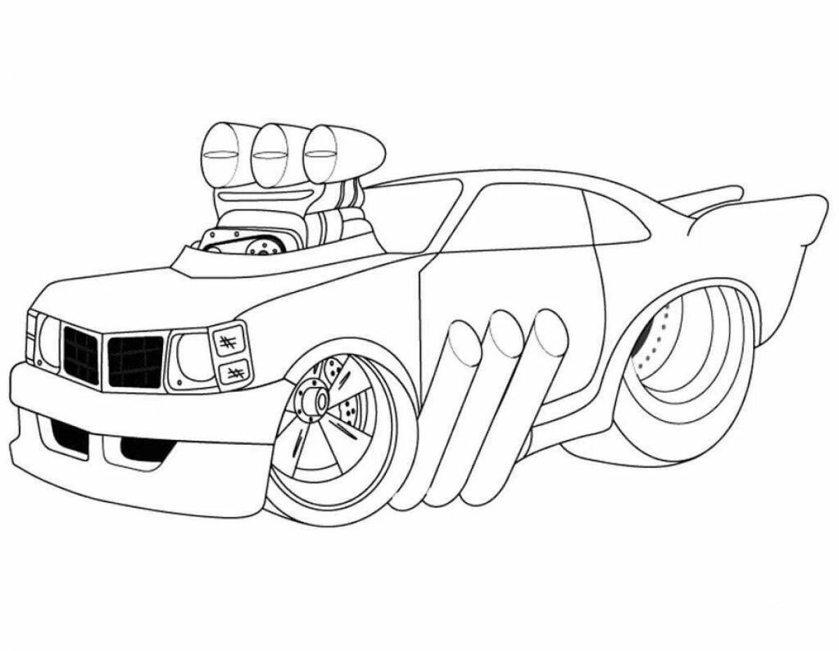 Playful turbo car coloring page