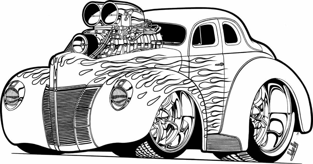 Coloring page cute turbocharged car