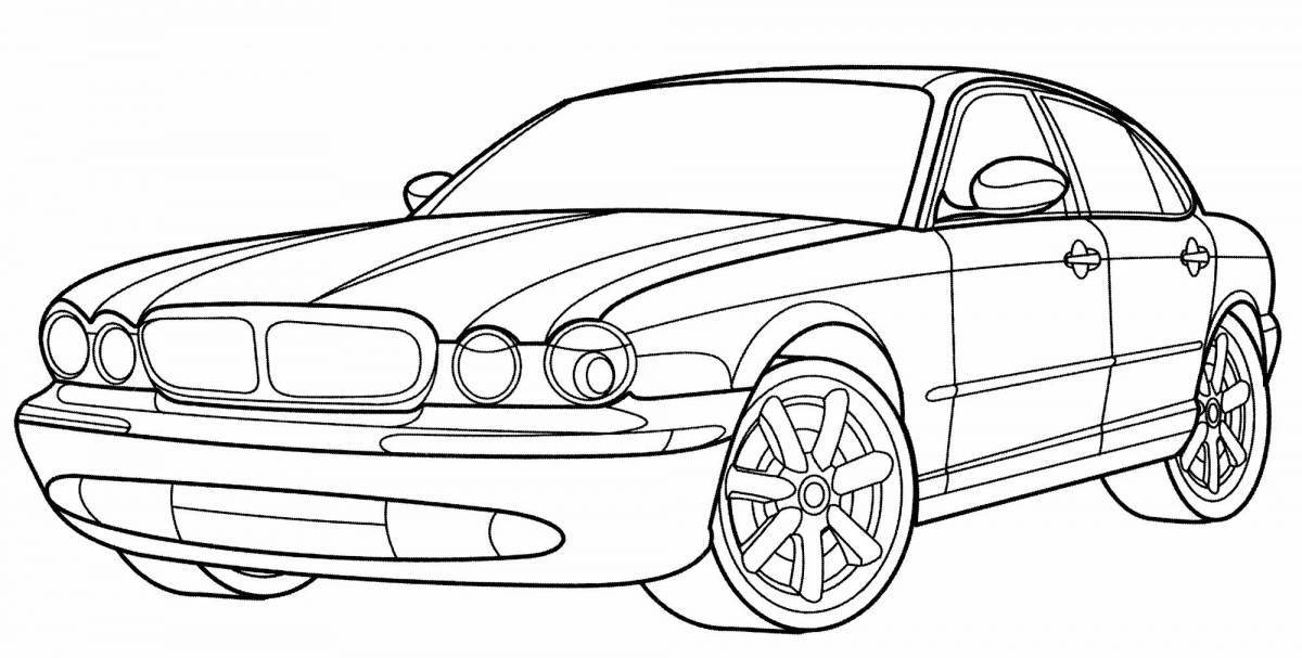 Яркая страница раскраски автомобиля vmw