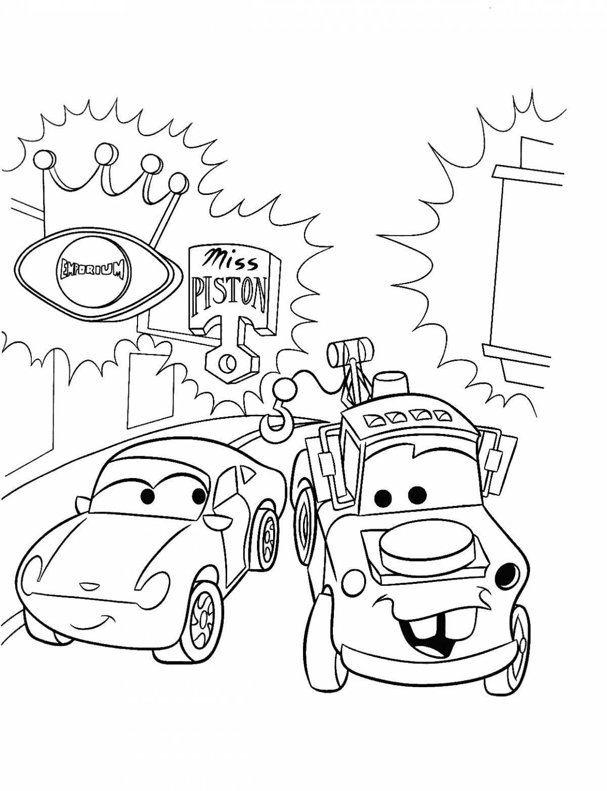 Colourful sally cars coloring book
