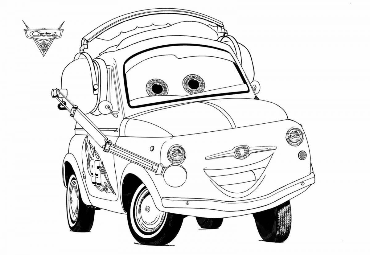 Sally's colorful cars coloring page