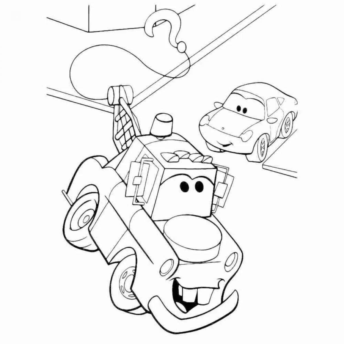 Sally's funny car coloring page