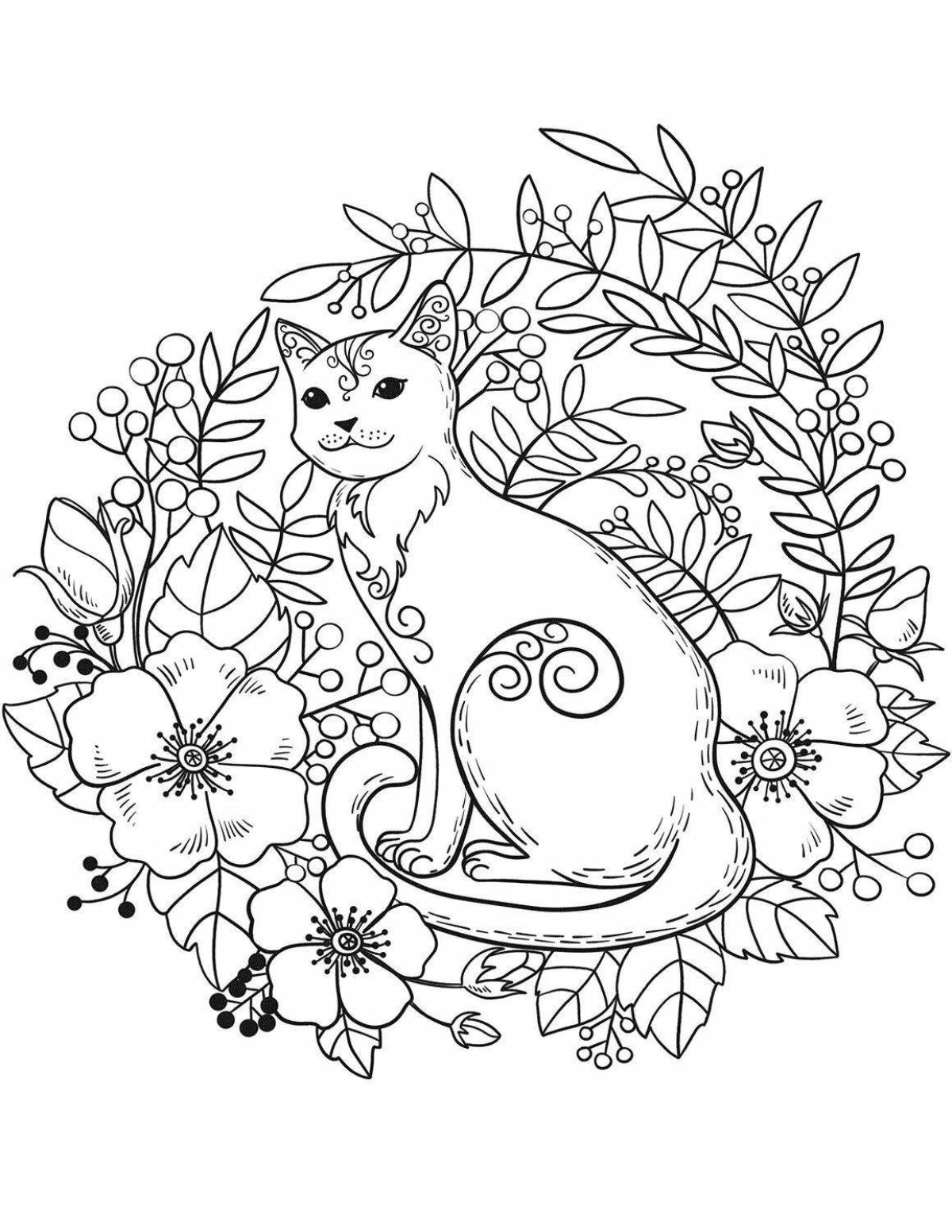 Cute cat coloring page