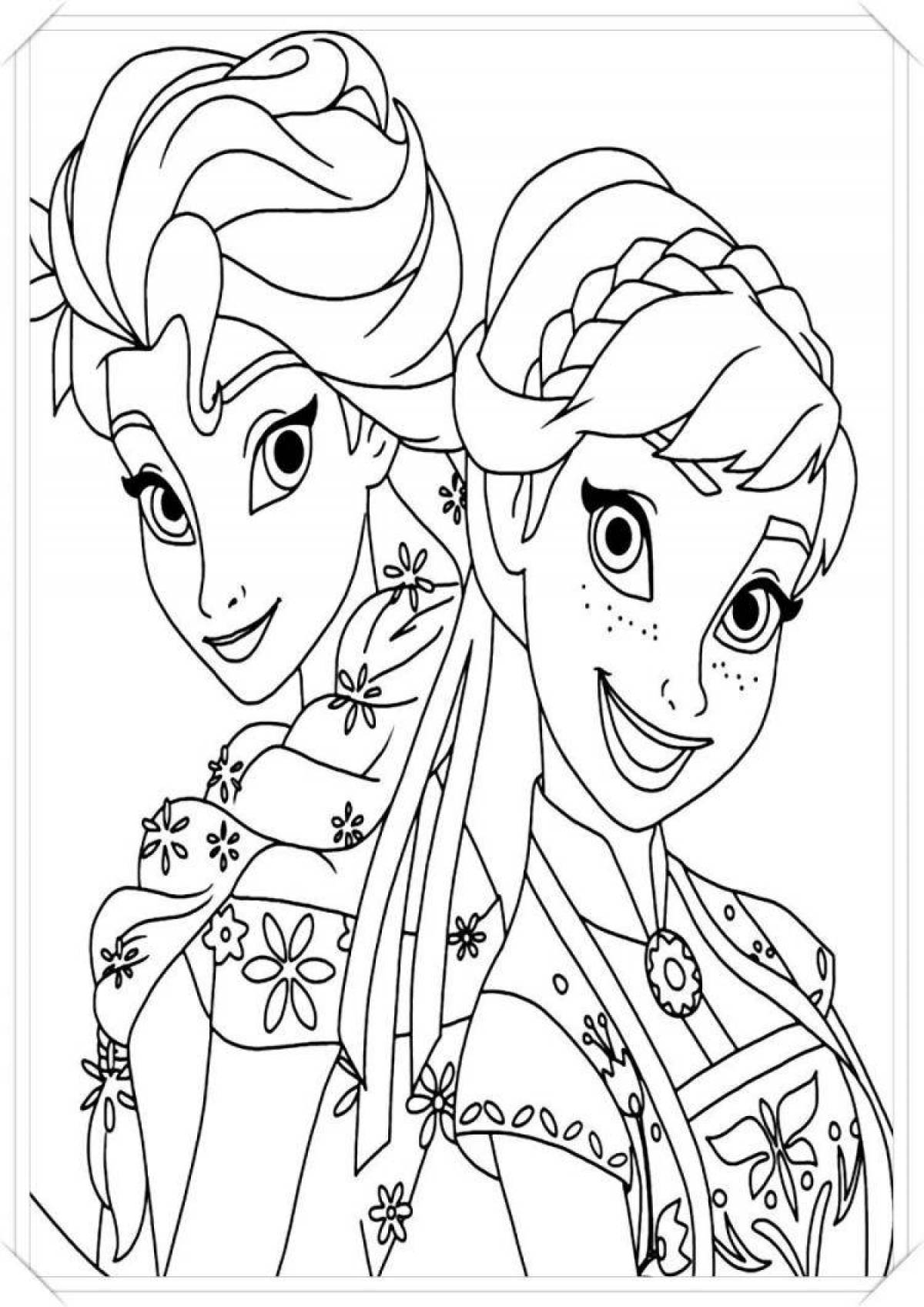 Coloring funny cartoon sisters