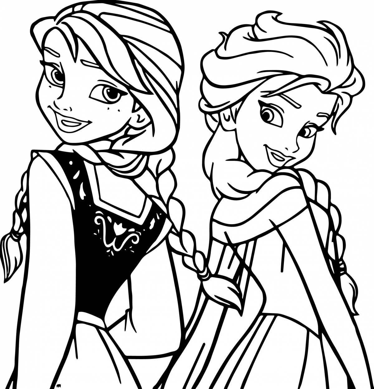 Funny cartoon sisters coloring pages