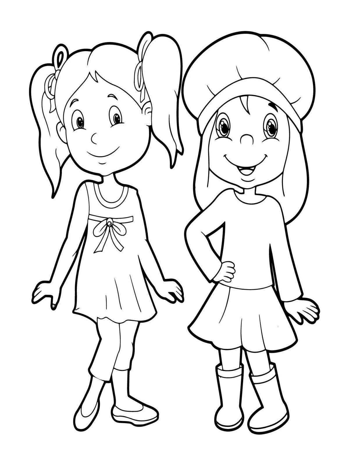 Violent cartoon sisters coloring pages