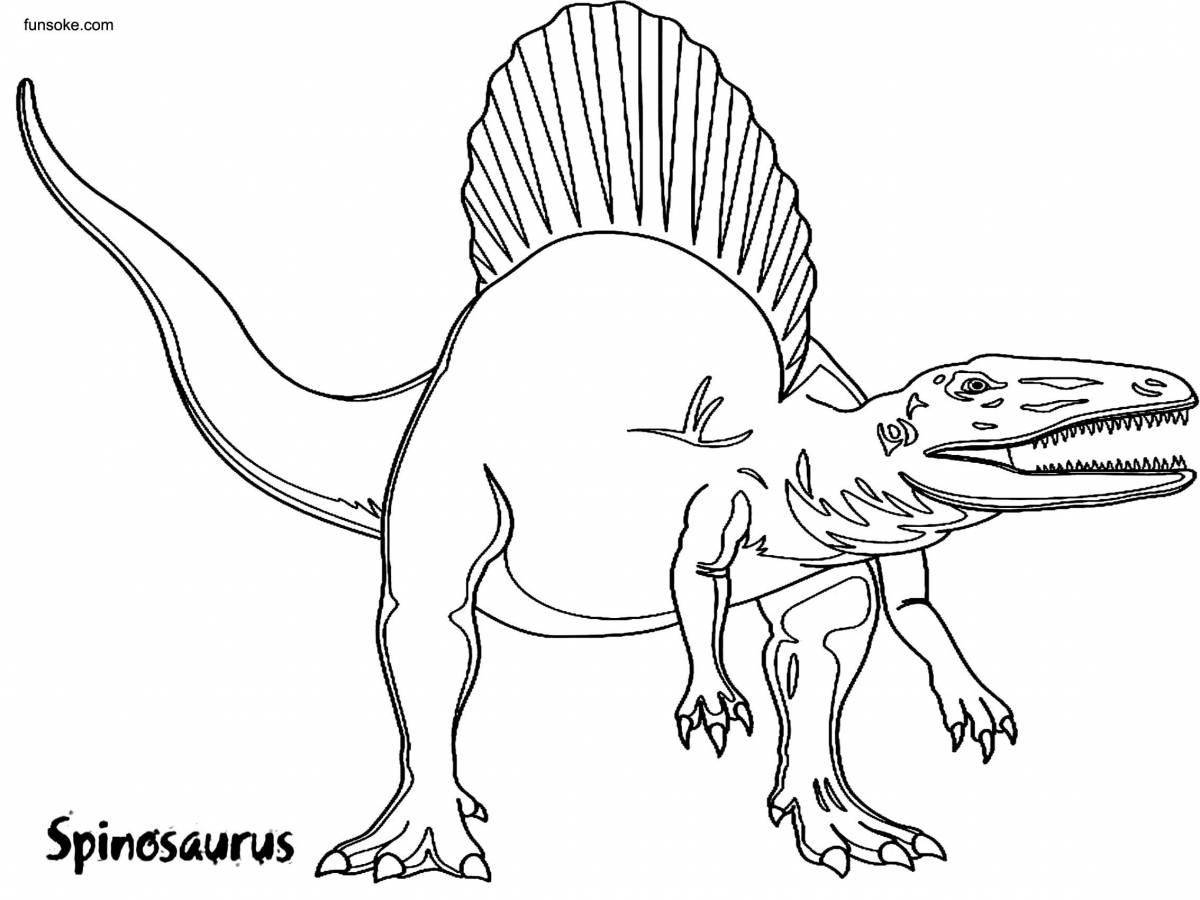 Яркая страница раскраски спинозавра