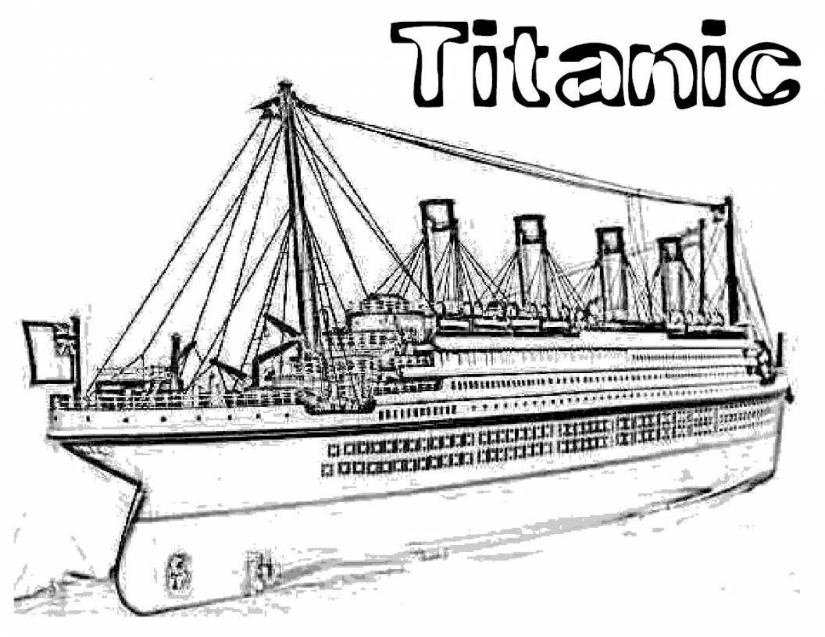 Корабль Титаник для раскрашивания