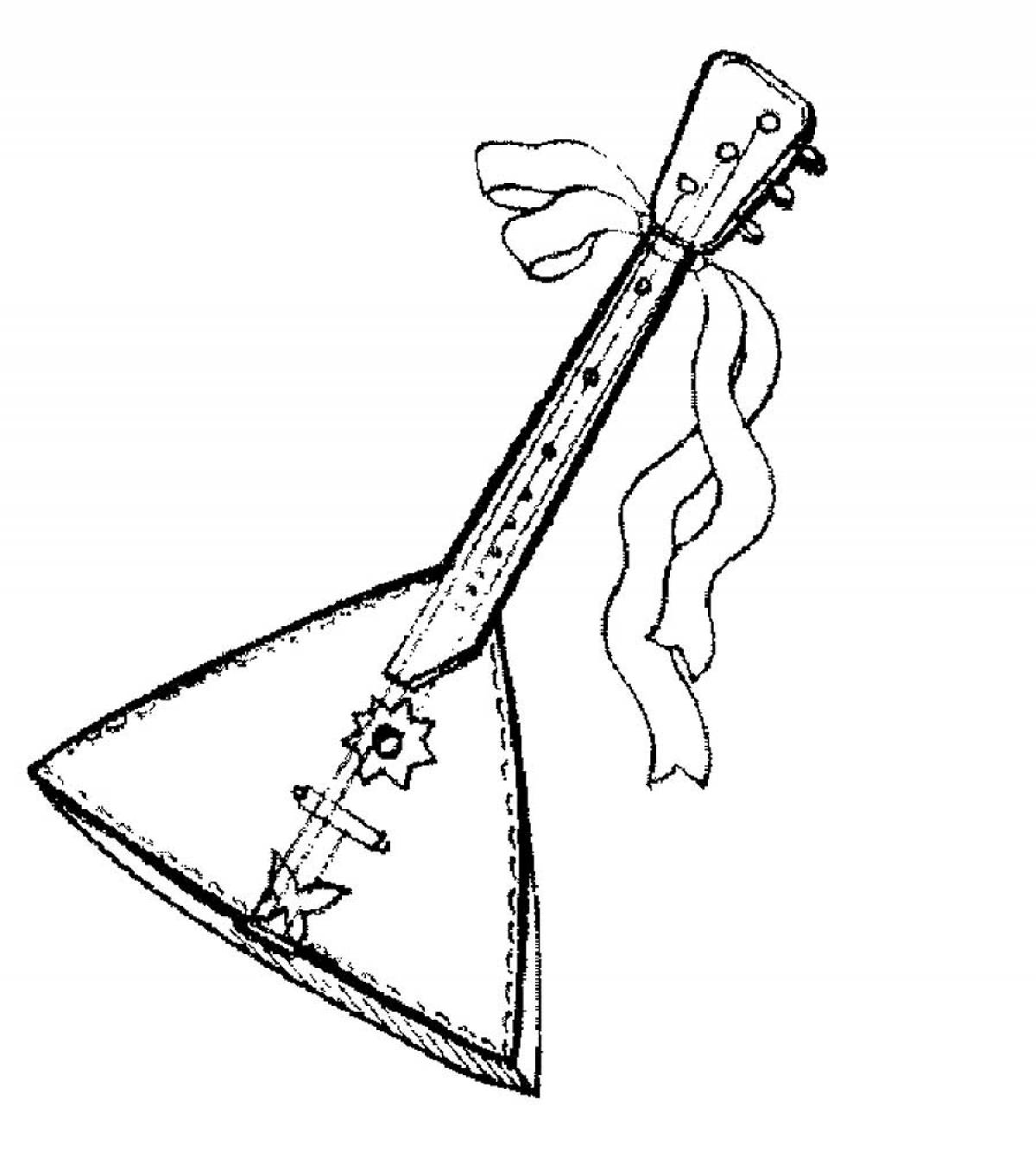 Раскраска народный музыкальный инструмент балалайка