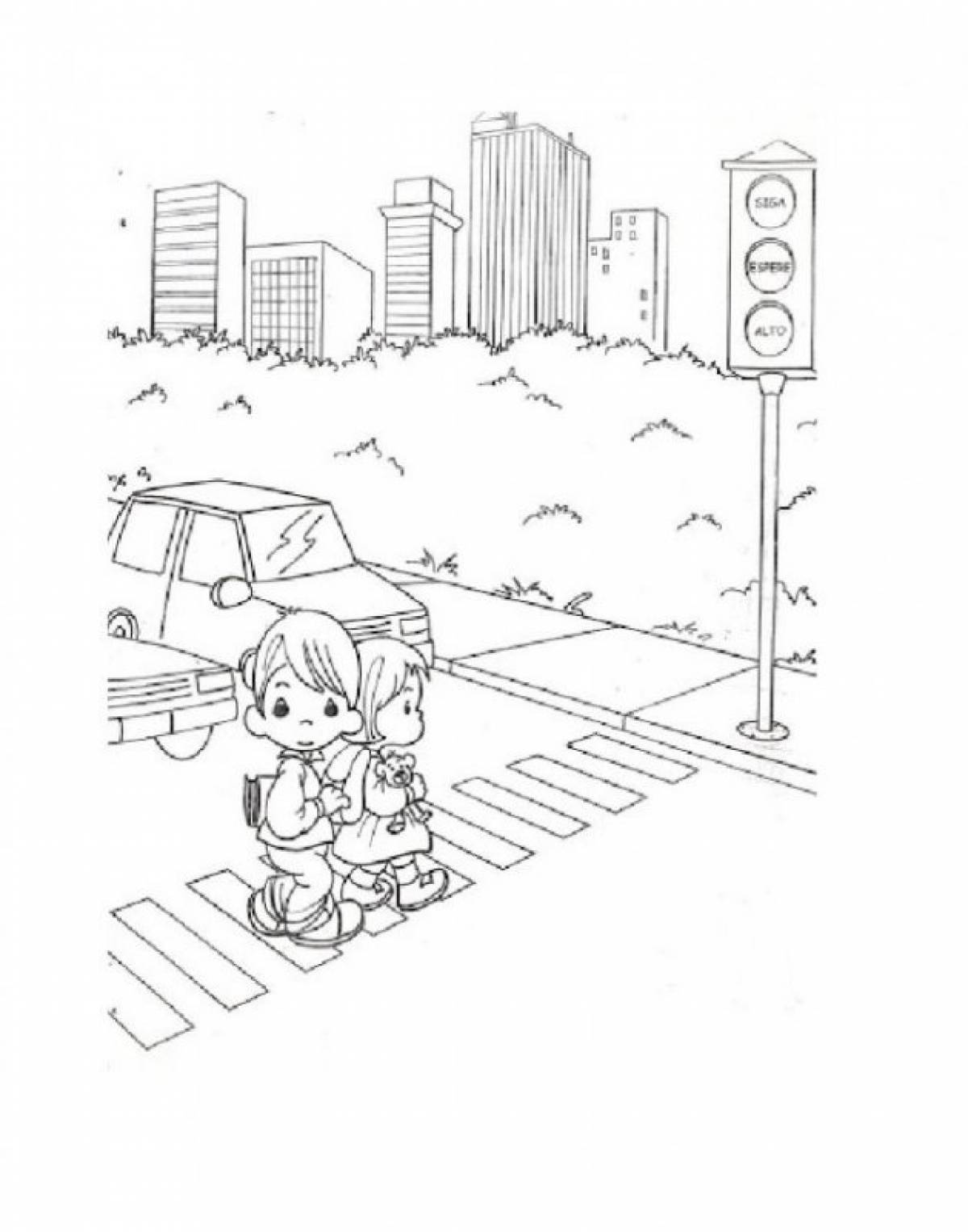 Children at traffic lights