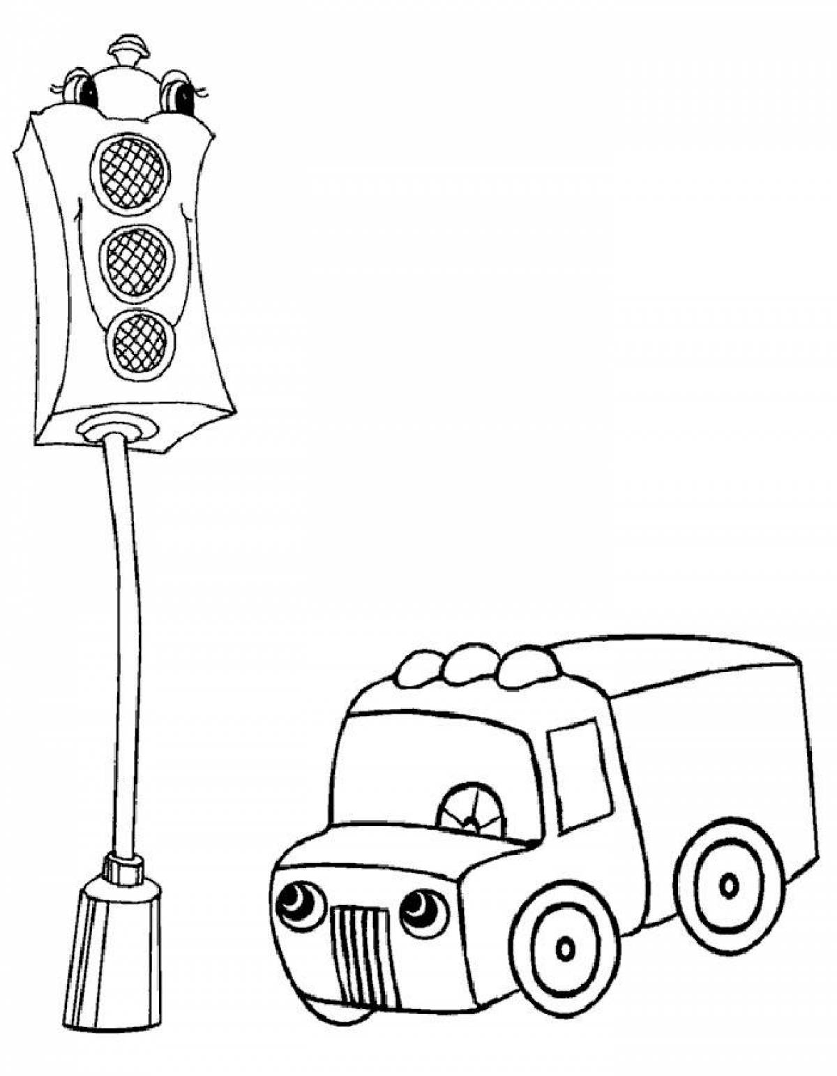 Traffic light and truck