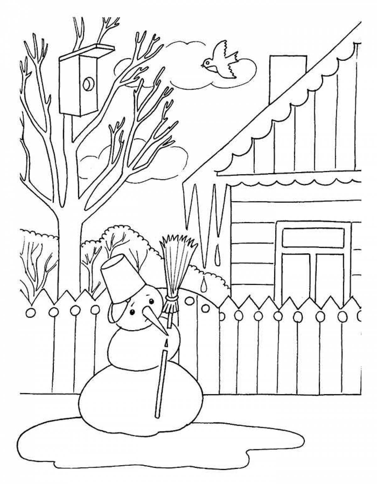 Coloring book for children snowman