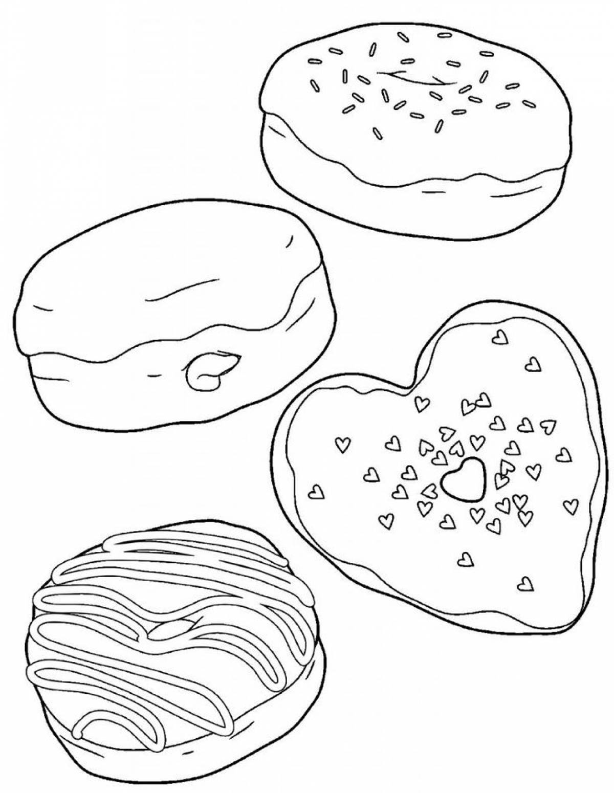 Раскраска пончики и сладости