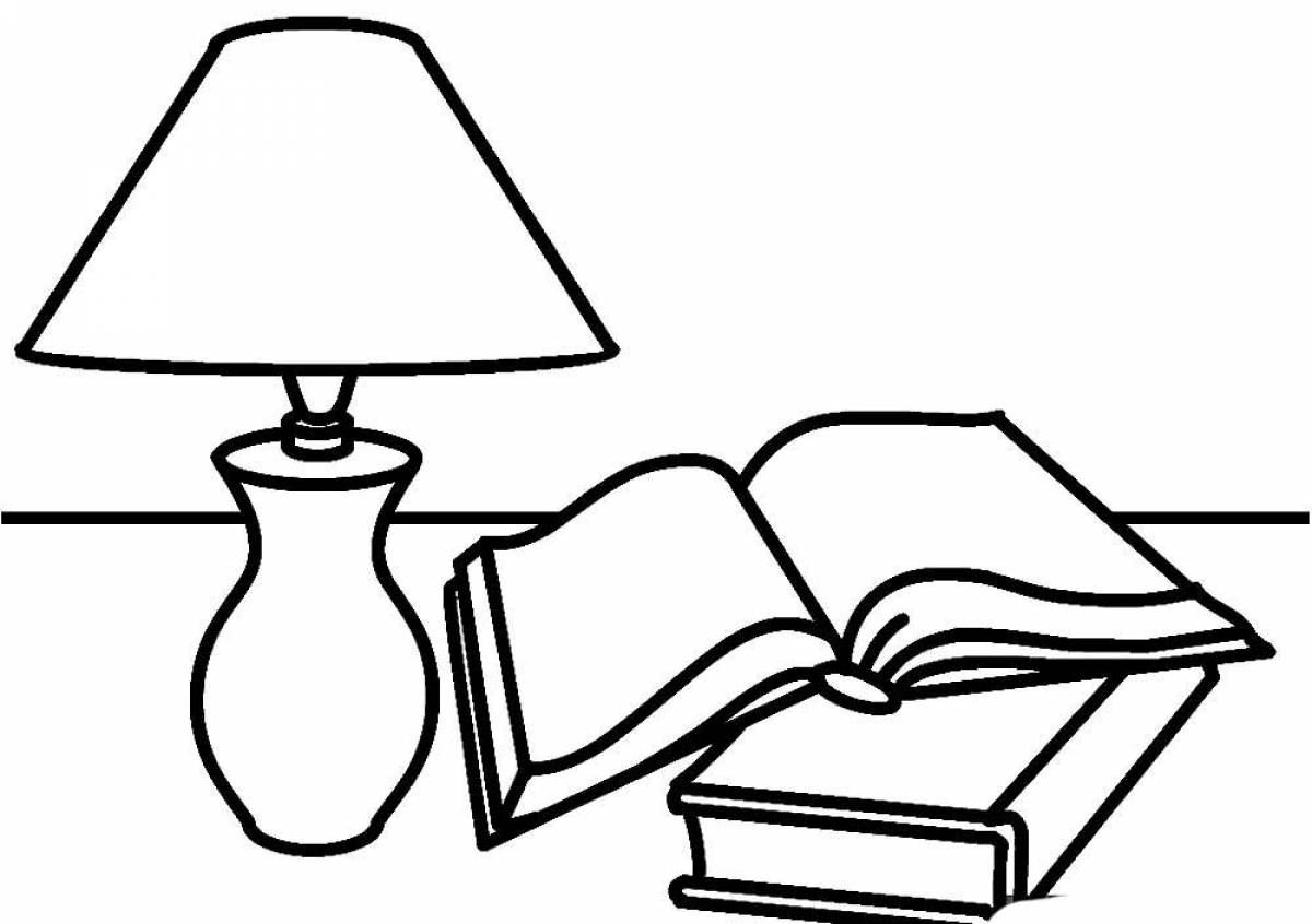 Books and lamp