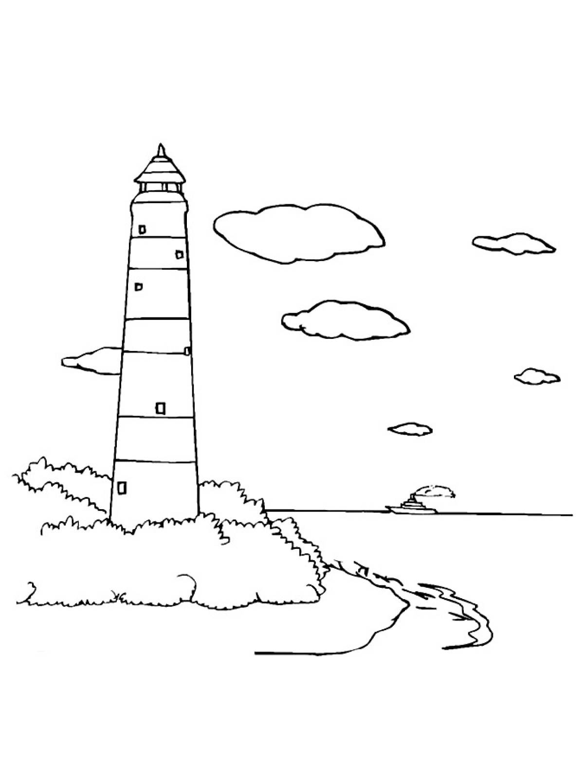 Photo Lighthouse coloring page