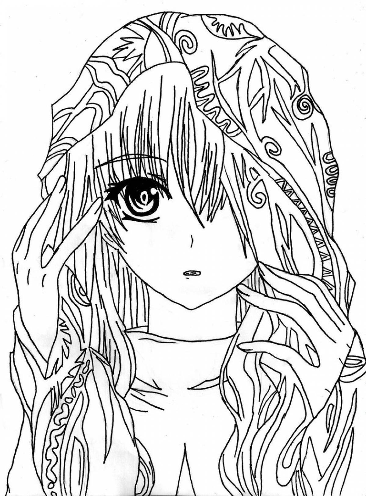 Antistress anime girl in a headscarf