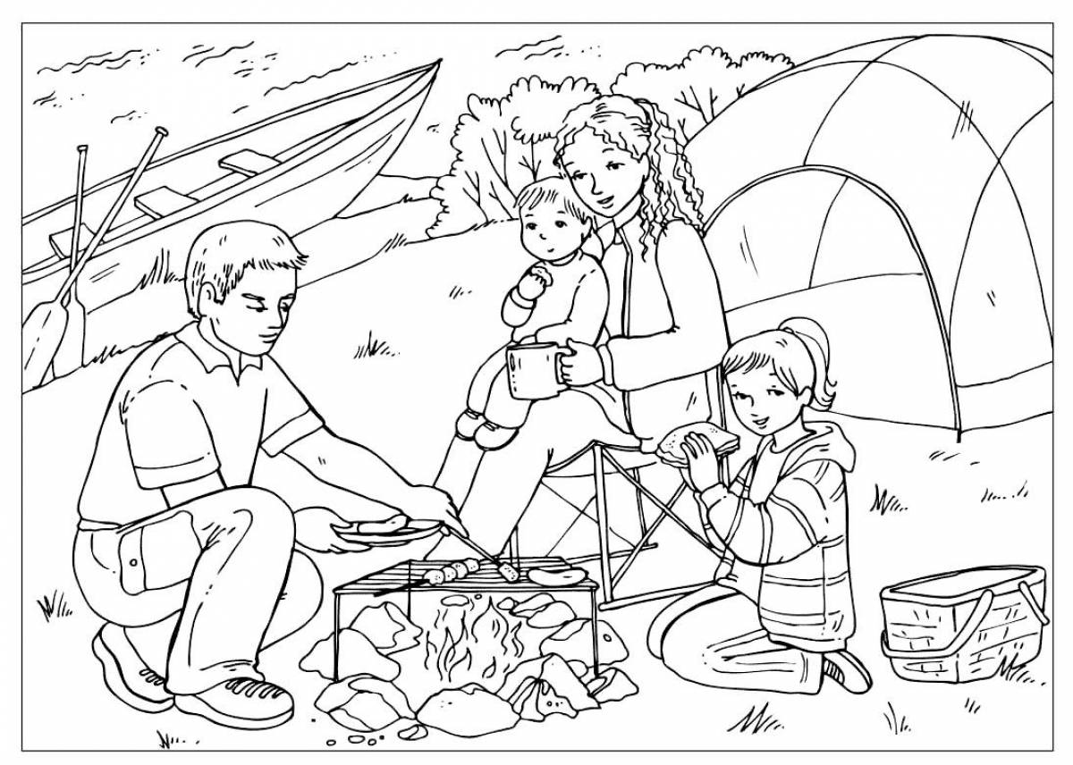 Family in tents