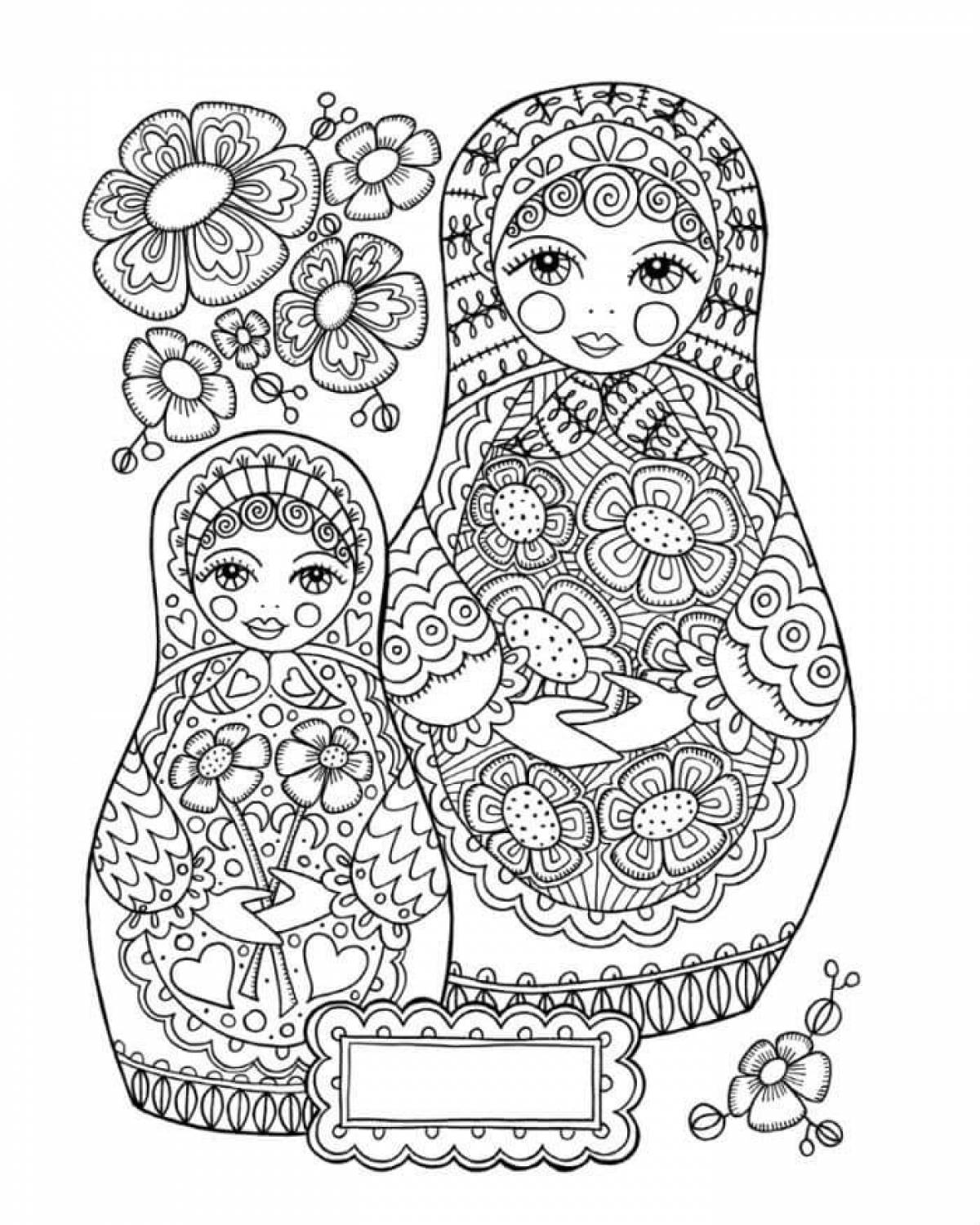 Photo Two nesting dolls with flowers