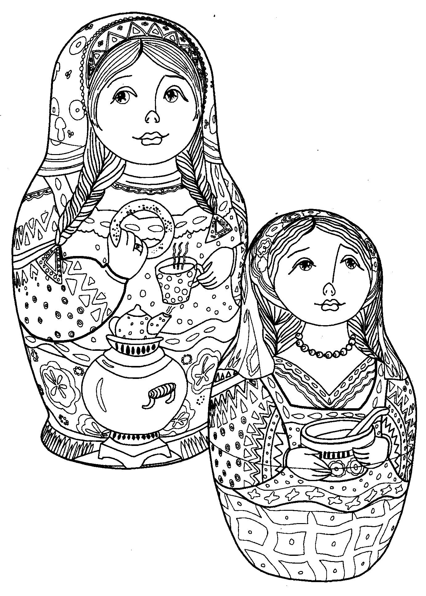 Photo Children's coloring book with matryoshka