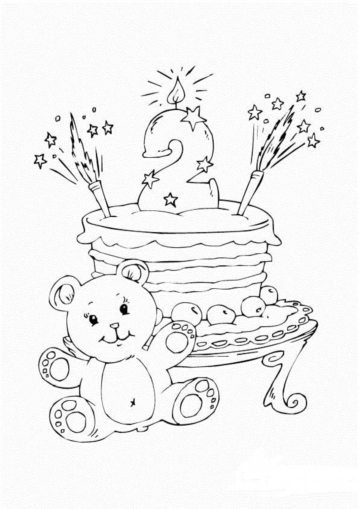 Раскраска Карлсон и праздничный торт