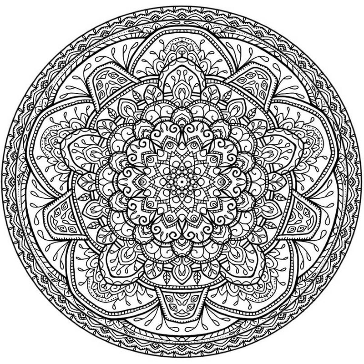 Round mandala coloring page