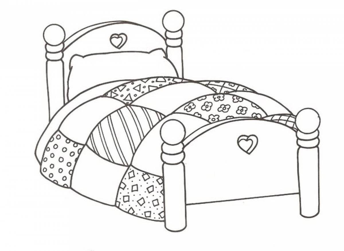 Bed with hearts