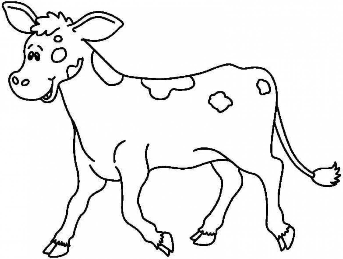 Раскраска корова для детей 3-4 лет