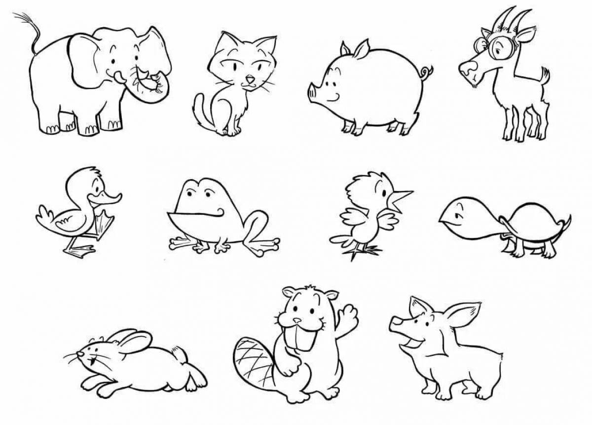Много раскрасок на 1 листе. Животные рисунки. Рисунки животных для детей. Раскраски животных для детей. Маленькие рисунки.