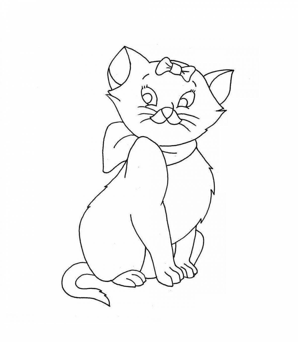 Glittering kitten coloring page