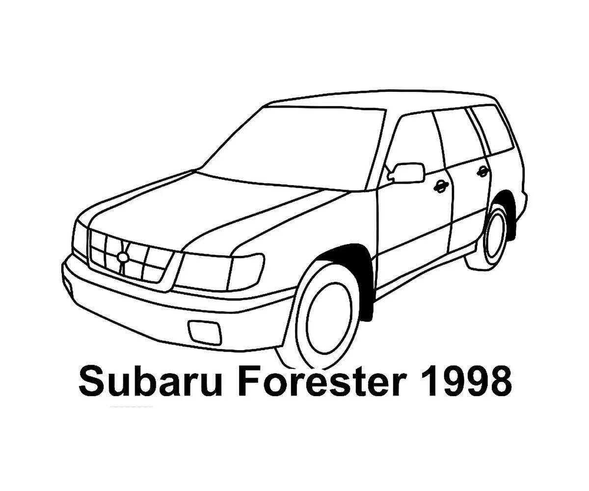 Subaru glowing car coloring page
