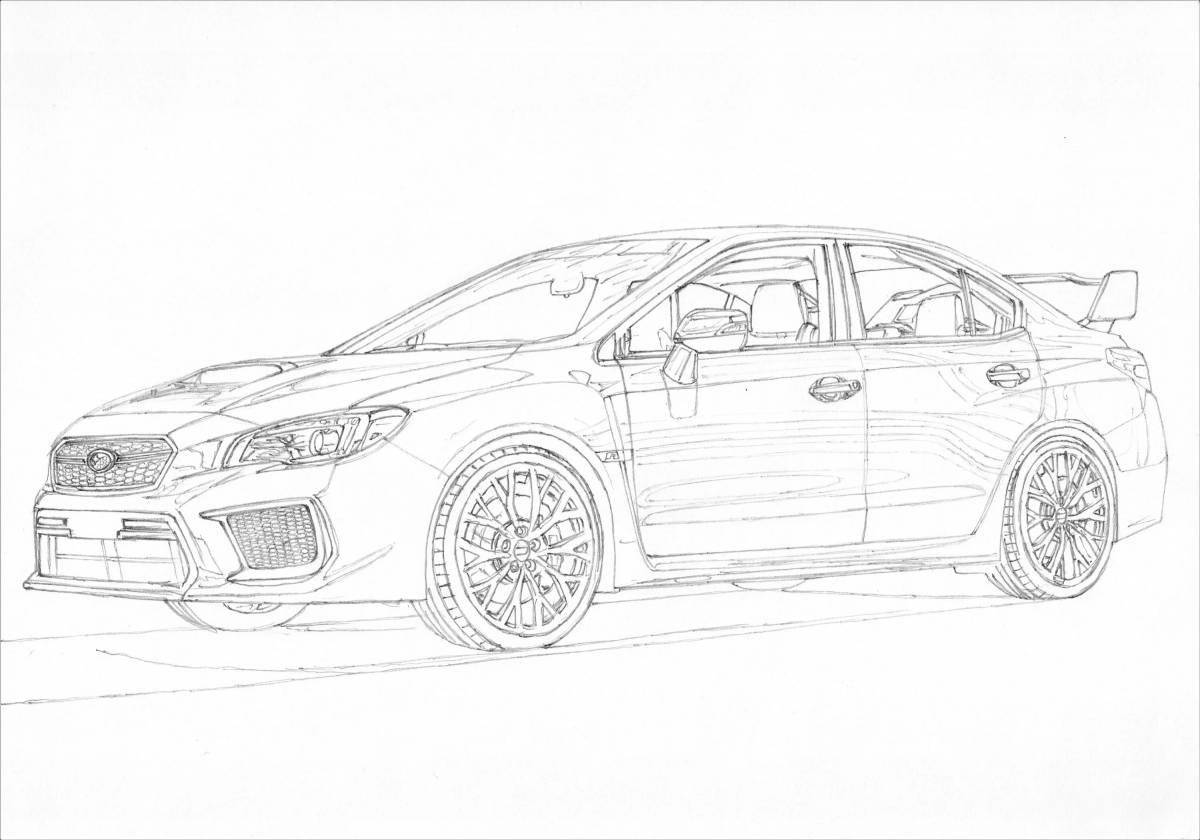 Coloring page elegant car subaru